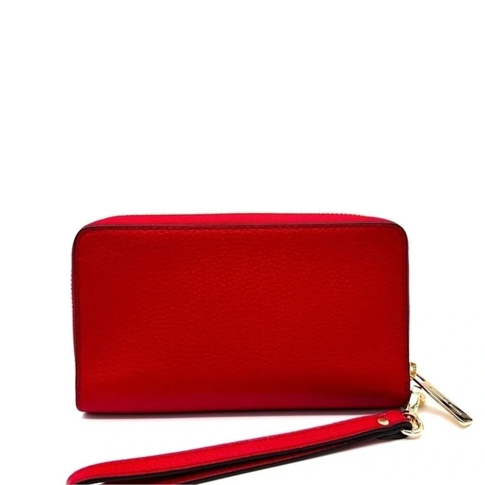 Michael Kors JST LG Flat MF Phone Case Wallet Red/Gold - Picture 6 of 9